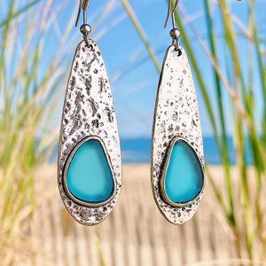 Sea Glass Rustic Drop Earrings